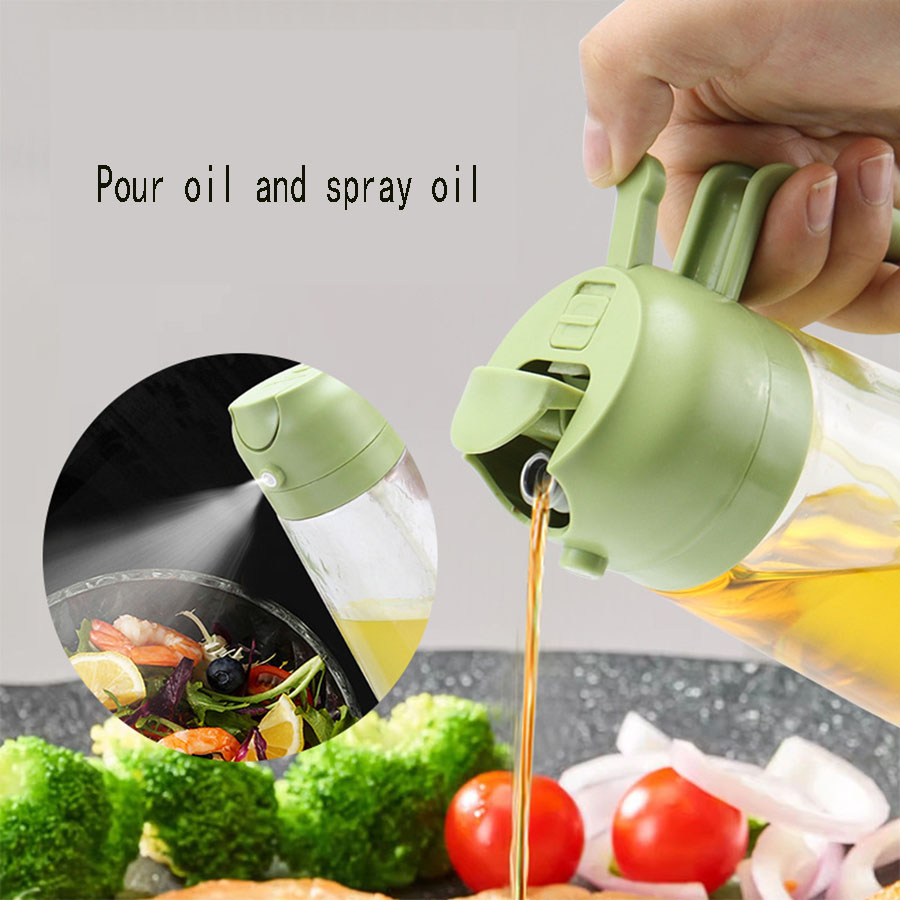 Kitchen Bank - ガラスオイルスプレーボトル,オイルタンク,キッチン,ベーキング,バーベキュー,ピクニック,ビジネス用キッチンツール,2in 1, 500ml