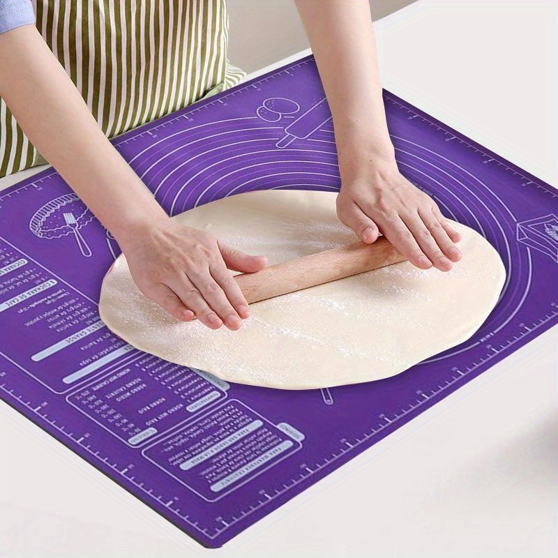 Kitchen Baking Counter - シリコン製ベーキングマット（計量刻印付き）、大型ノンスティック生地練りマット（ペストリー、ピザ用）、環境に優しいキッチンカウンタープロテクター