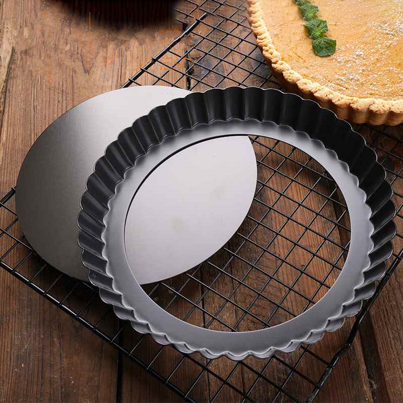 Tart Pan Loose - 9 インチノンスティックタルトキッシュフランパン型パイピザケーキ型取り外し可能なルースボトム溝付き高耐久ピザパン耐熱皿 SGS