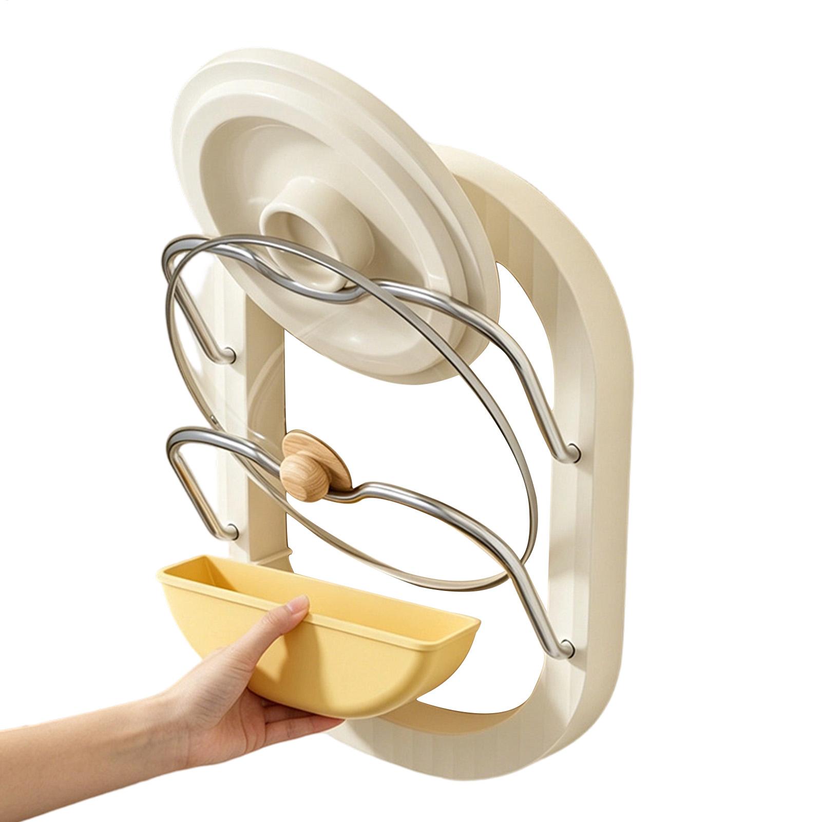 Kitchen Cabinet Baking Organizer - 鍋蓋ラック 2段式 壁掛け式 穴あけ不要 ホルダー 鍋蓋オーガナイザー