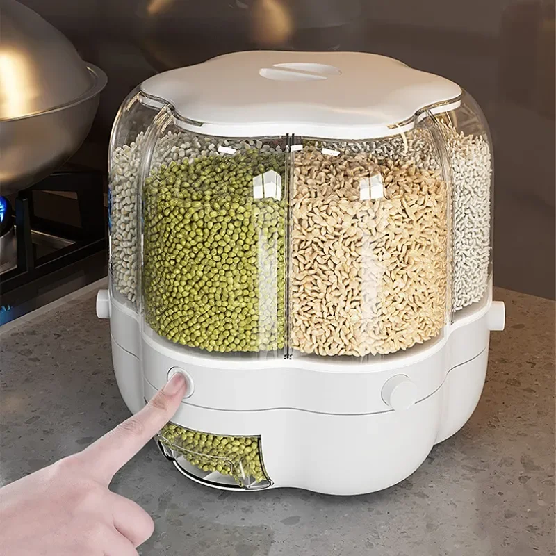Kitchen Bank - キッチン保存容器 大型食品保存容器 360 ° 回転米樽密閉シリアルディスペンサー米タンク穀物ボックス