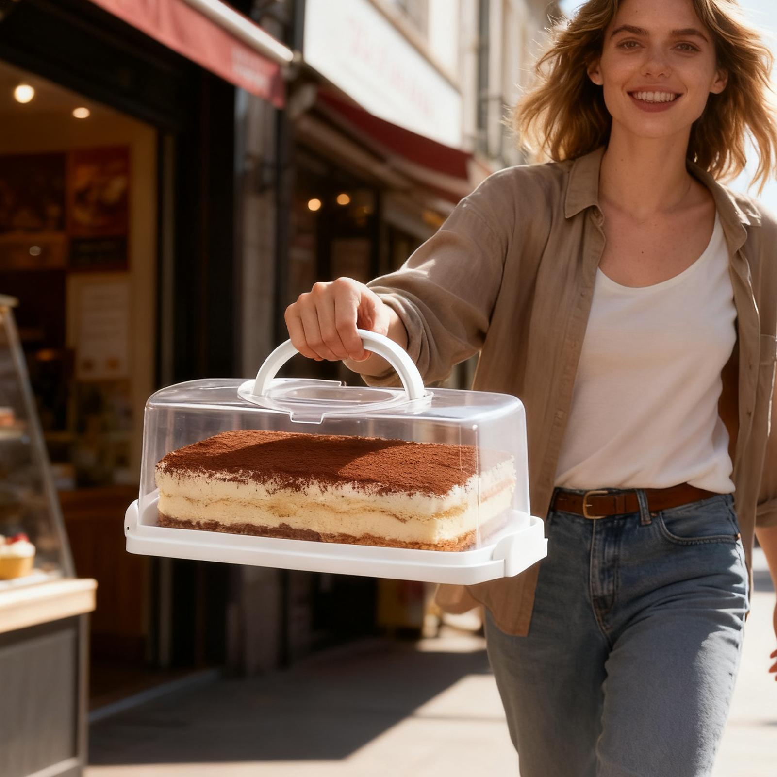 Kitchen Baking Counter - キッチンカウンター用のパン箱 長方形ケース ビスケットを運ぶための持ち運び可能なハンドル付きパン箱 キッチンクッキーカウンター