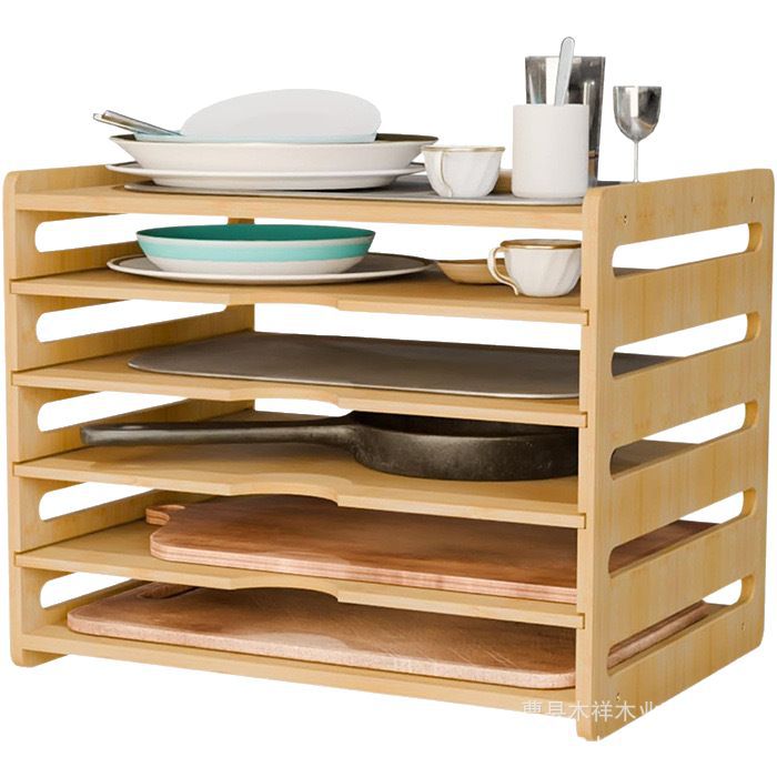 Kitchen Cabinet Baking Organizer - 無垢材キッチン収納ラックキャビネット多層食器整理ラックトレイディバイダーベーキングシート蓋棚