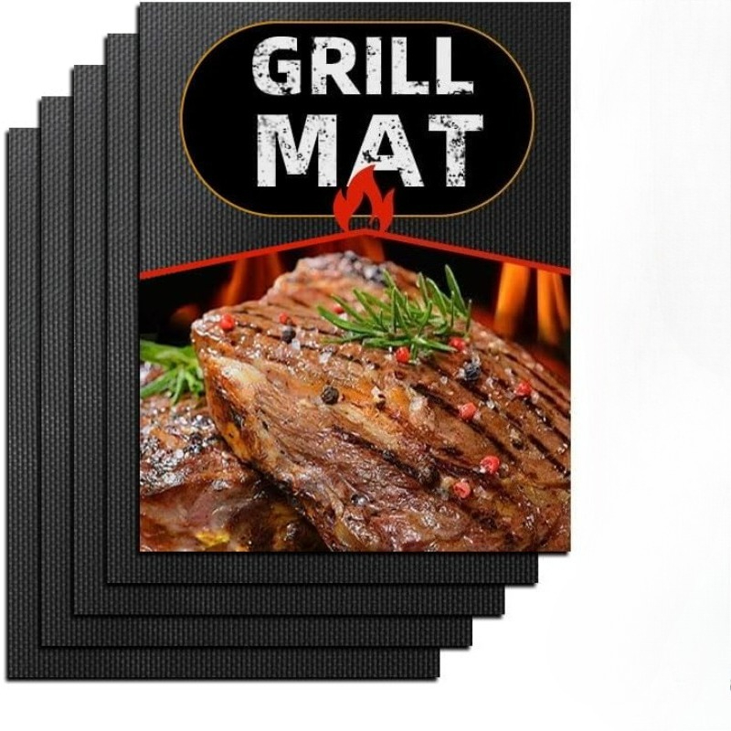 Super Kitchen Baking Mat - テフロングリルマット 5枚セット ノンスティック、BBQ屋外グリル＆ベーキングマット - 再利用可能、お手入れ簡単 バーベキューグリルアクセサリー