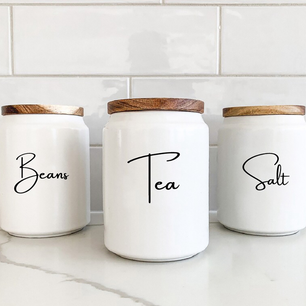 Kitchen Baking Wall Art - キッチン整理キャニスタージャーラベルステッカー防水デカール茶コーヒー砂糖ベーキング塩引用ビニール壁画アートデカール