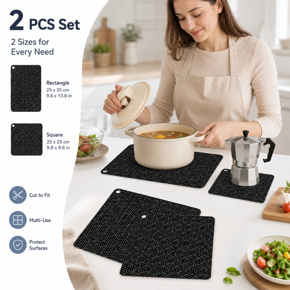Kitchen Baking Counter - 1/2個入りシリコン製IHクックトップマット、耐火性保護、フレキシブルIHベーキングプレートパッド、キッチンカウンターアクセサリーセット