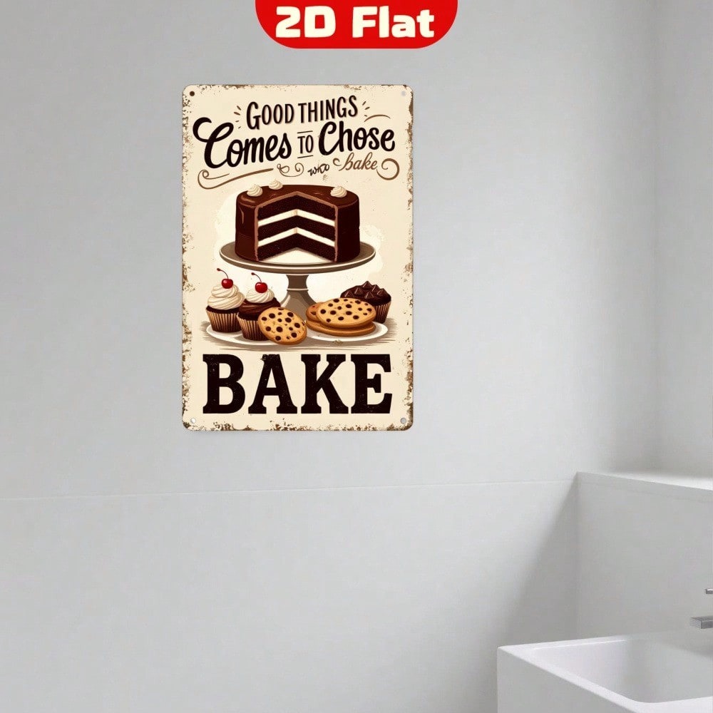 Kitchen Baking Wall Art - 【ヴィンテージメタルウォールアート】アールデコ調のキッチン装飾用ベーキングサイン - 完璧なラマダン＆バレンタインデーの装飾2026、素朴なケーキデコレーションに最適