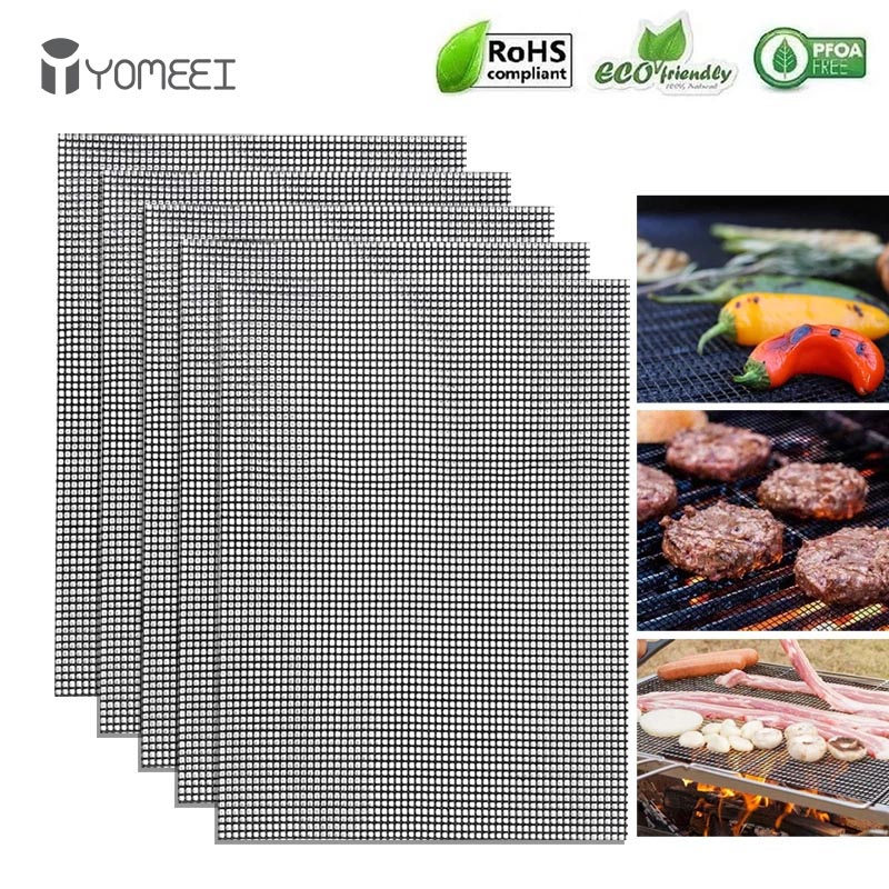 Super Kitchen Baking Mat - Yomei焦げ付き防止バーベキューグリルマット耐熱バーベキューマット再利用可能な焦げ付き防止コーティングバーベキューメッシュ屋外アクセサリー