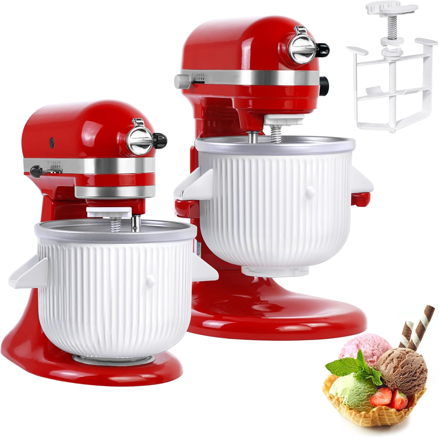 Kitchenaid Baking Set - キッチンエイド スタンドミキサー用アイスクリームメーカーアタッチメント - 4.5/5QTおよび6QTモデルと互換性あり、ヨーグルト作り用の2クォートボウル