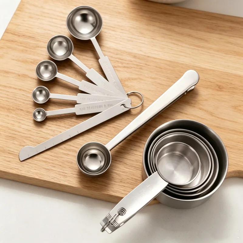 Baking Powder Kitchen - 積み重ね可能なステンレス鋼計量スプーンセット計量カップコーヒースパイスパウダースクープキッチンホームベーキング調理ツール用品