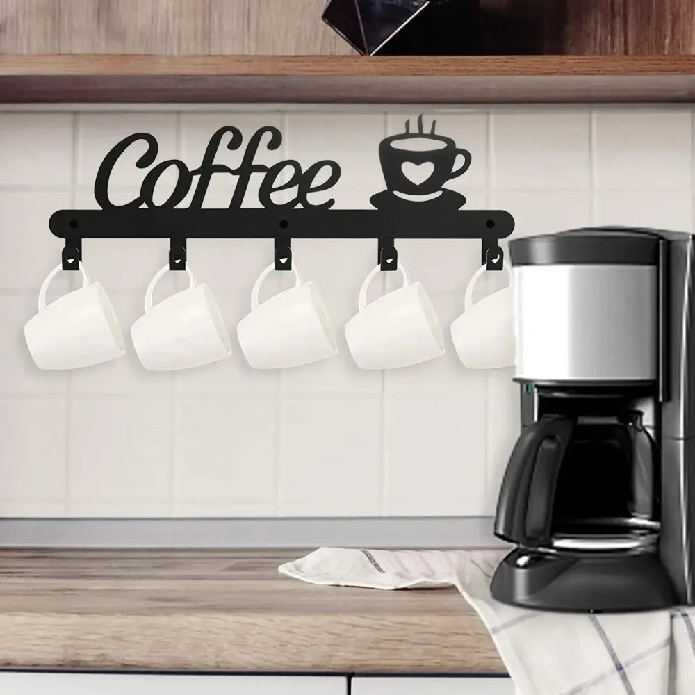 金属製壁掛けコーヒーマグカップホルダー、コート・帽子・鍵掛け - Kitchen Baking Gifts のレビューと価格