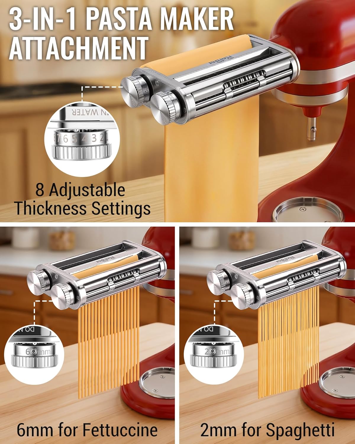 キッチンエイドミキサー3-in-1パスタローラーカッターアタ - Kitchenaid Baking Set のレビューと価格