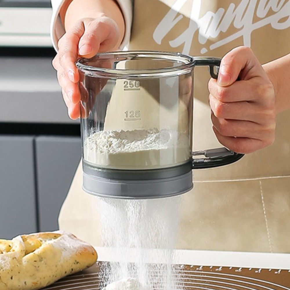 はい、二重層小麦粉ふるい器、ハンドル付きベーキングツール、手 - Baking Powder Kitchen のレビューと価格
