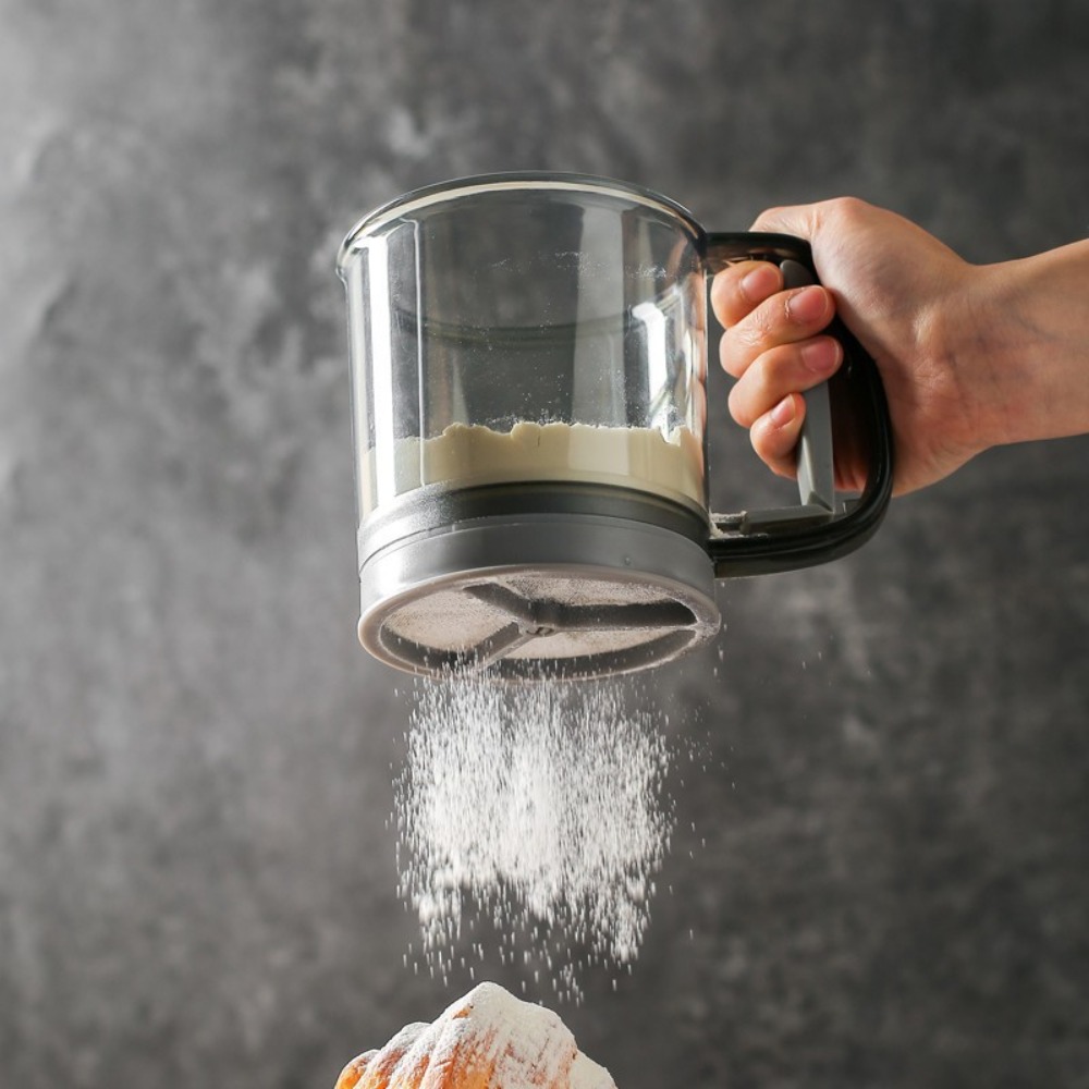 はい、二重層小麦粉ふるい器、ハンドル付きベーキングツール、手 - Baking Powder Kitchen のレビューと価格