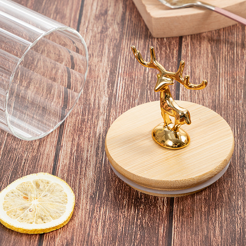 ふた付き金色のelk収納ジャー円筒形密閉ガラスキッチン収納用 - Kitchen Bank のレビューと価格