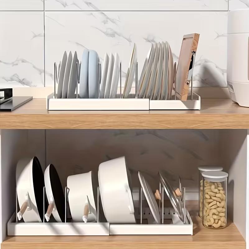 ABS拡張可能な鍋とフライパンオーガナイザーラック、調節可能 - Kitchen Cabinet Baking Organizer のレビューと価格