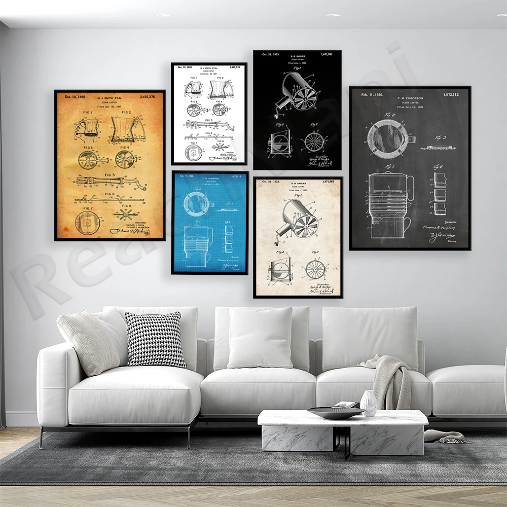 小麦粉ふるい 1926 特許プリント、ベーキングキッチンウォ - Kitchen Baking Wall Art のレビューと価格