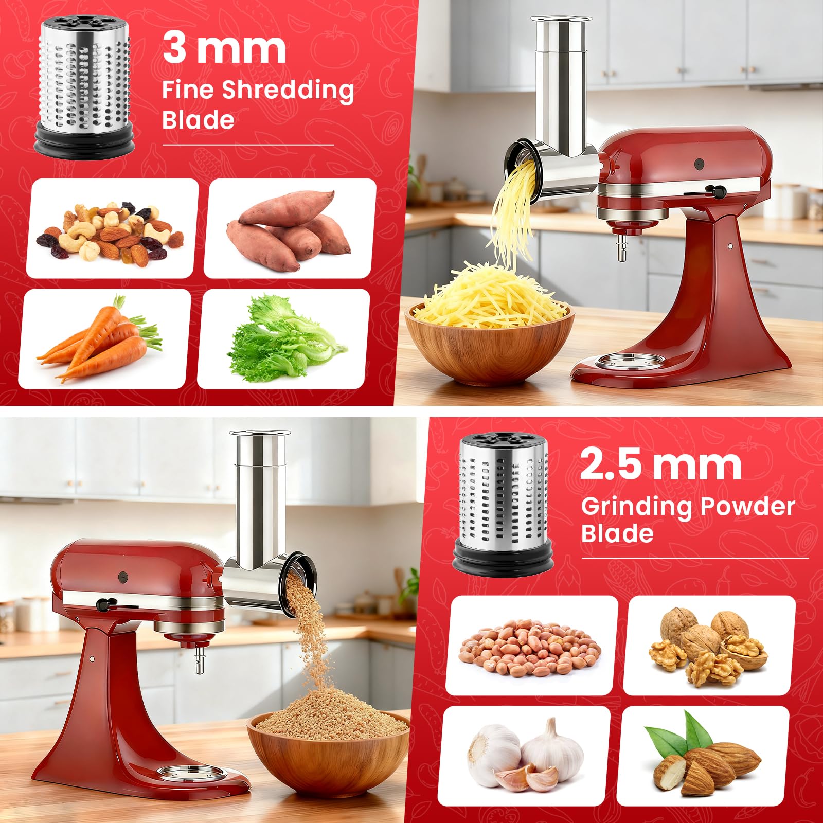 キッチンエイドスタンドミキサー用ステンレス製スライサーシュレ - Kitchenaid Baking Set のレビューと価格