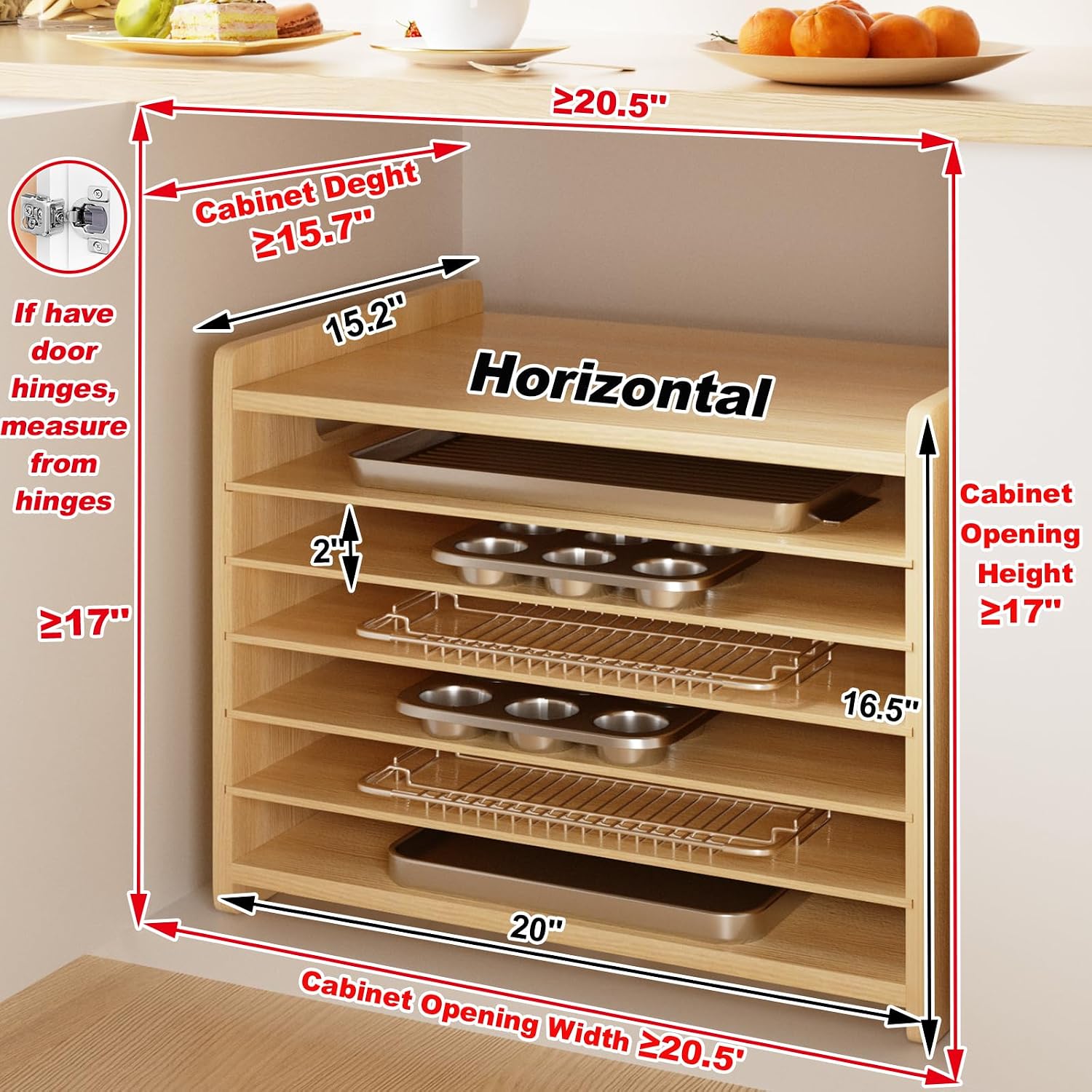木製ベーキングトレイ仕切りオーガナイザー、縦型クッキーシート - Kitchen Cabinet Baking Organizer のレビューと価格