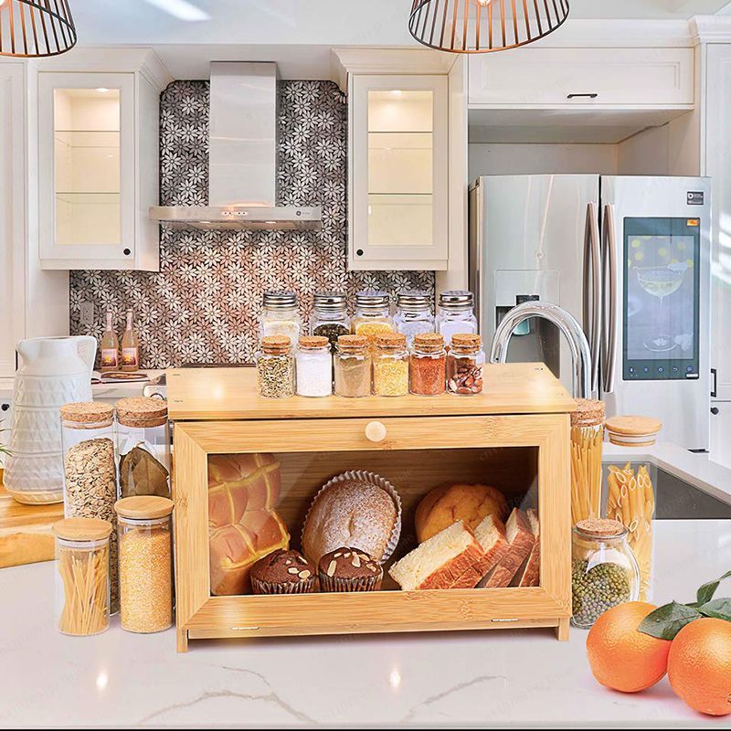 ガラス扉付きパン収納ディスプレイキャビネット、キッチンベーキ - Kitchen Cabinet Baking Organizer のレビューと価格