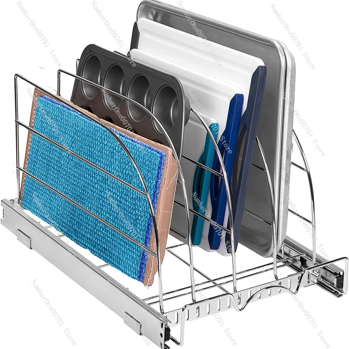ベーキングシート、トレイ、まな板、フライパン用のスライド式キ - Kitchen Cabinet Baking Organizer のレビューと価格