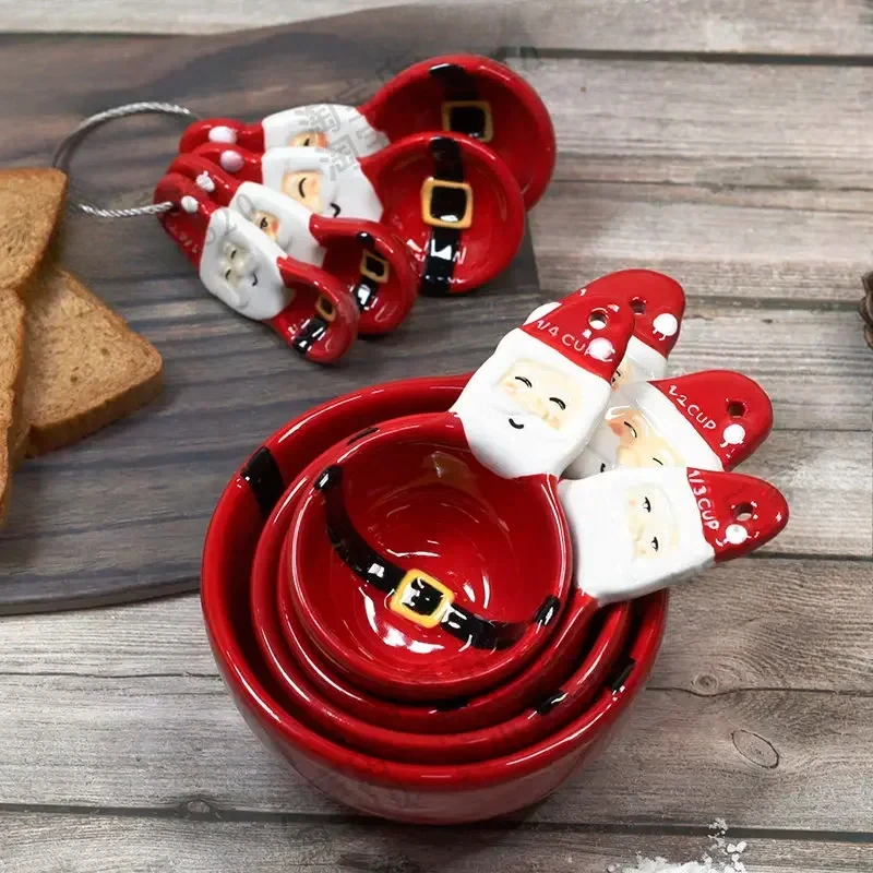 クリスマス計量スプーンセット、3D手描きセラミックボウル、ベ - Kitchen Baking Gifts のレビューと価格