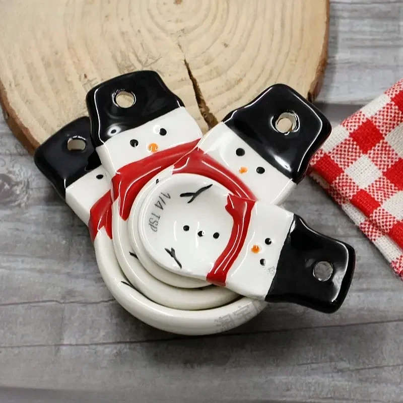 クリスマス計量スプーンセット、3D手描きセラミックボウル、ベ - Kitchen Baking Gifts のレビューと価格