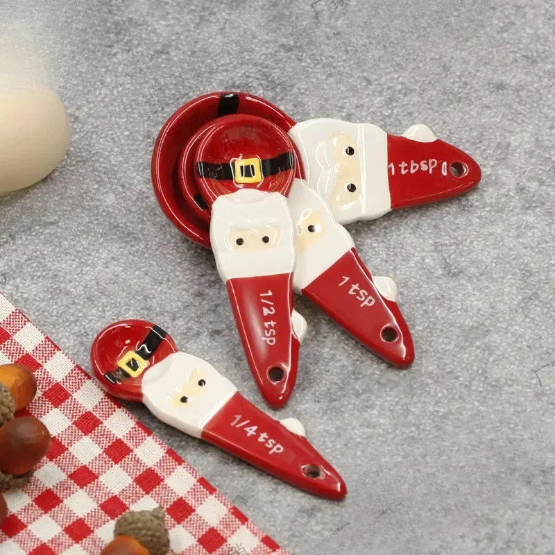 クリスマス計量スプーンセット、3D手描きセラミックボウル、ベ - Kitchen Baking Gifts のレビューと価格