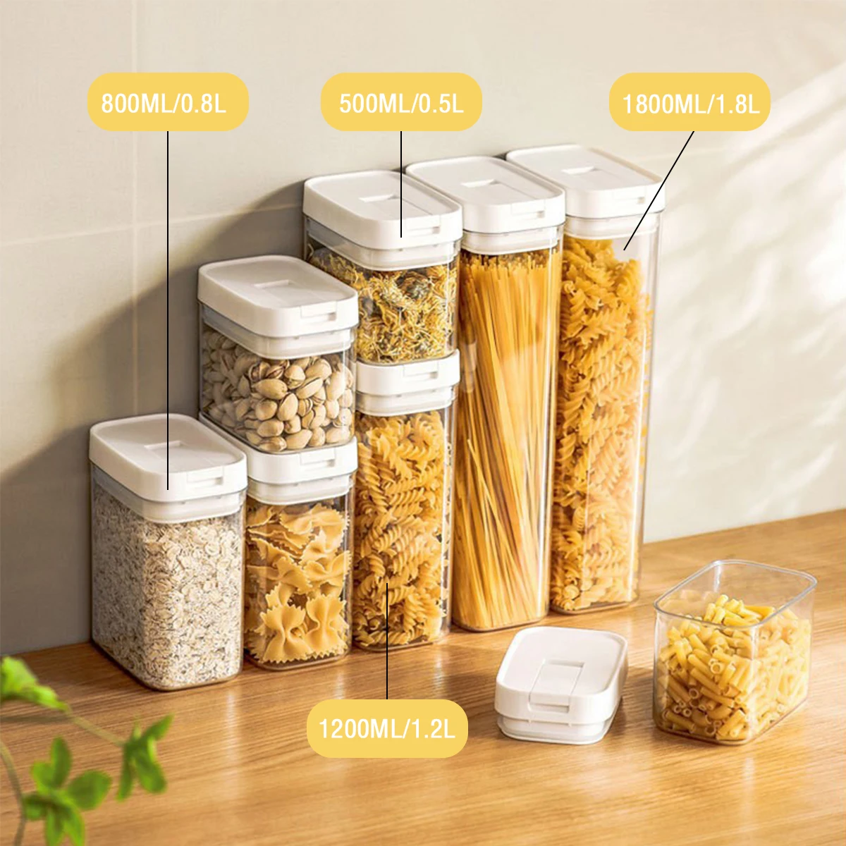 パスタ収納ボックス透明プラスチック穀物シールタンクスパゲッテ - Kitchen Bank のレビューと価格
