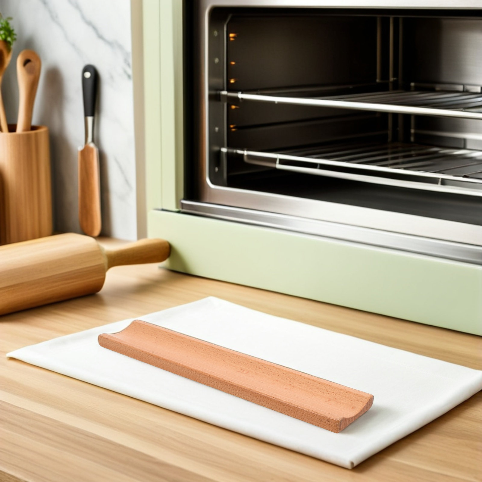 木製麺棒ディスプレイラック 天然木製滑り止めベース キッチン - Kitchen Baking Counter のレビューと価格