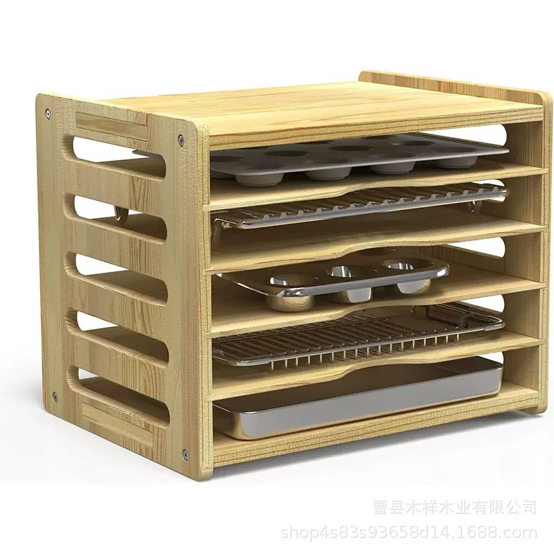 無垢材キッチン収納ラックキャビネット多層食器整理ラックトレイ - Kitchen Cabinet Baking Organizer のレビューと価格