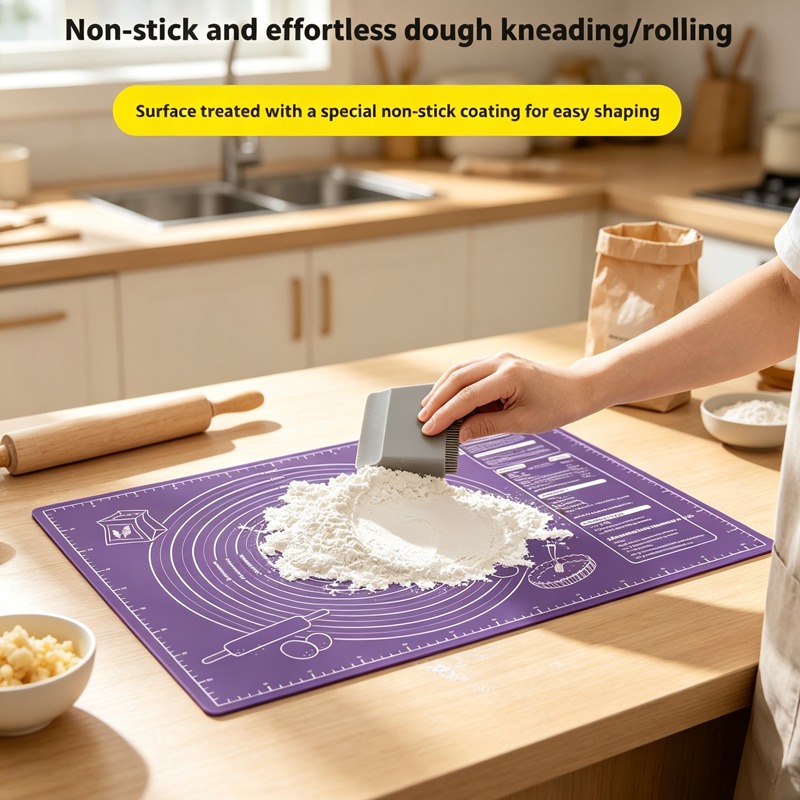 ノンスティックシリコン製ペストリーマット パープル 記号入り - Kitchen Baking Counter のレビューと価格