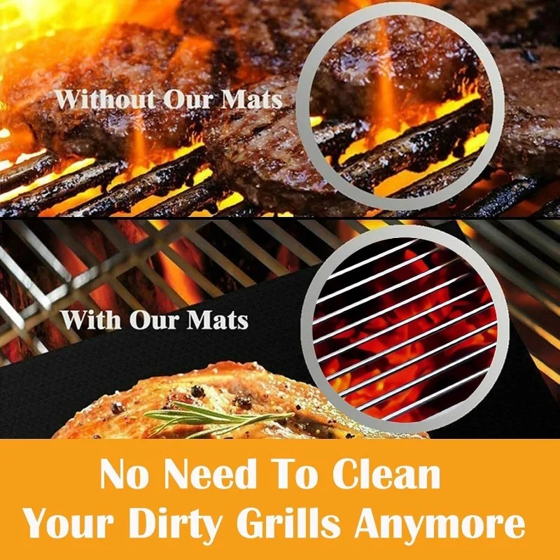 テフロングリルマット 5枚セット ノンスティック、BBQ屋外 - Super Kitchen Baking Mat のレビューと価格