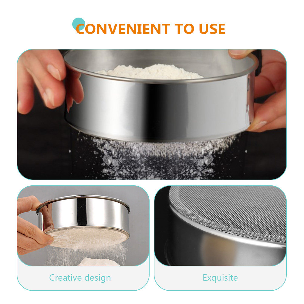 3 個のステンレス鋼小麦粉ふるいセットラウンドファインメッシ - Baking Powder Kitchen のレビューと価格