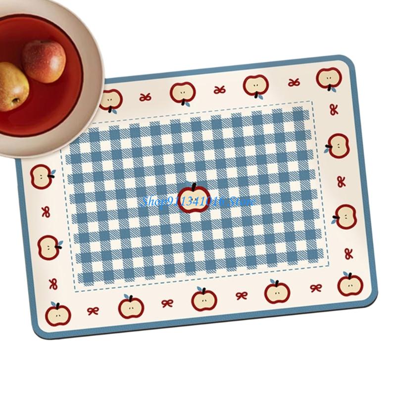 滑り止めキッチン乾燥マット高速吸収漫画パターン皿パッド家の装 - Kitchen Baking Counter のレビューと価格