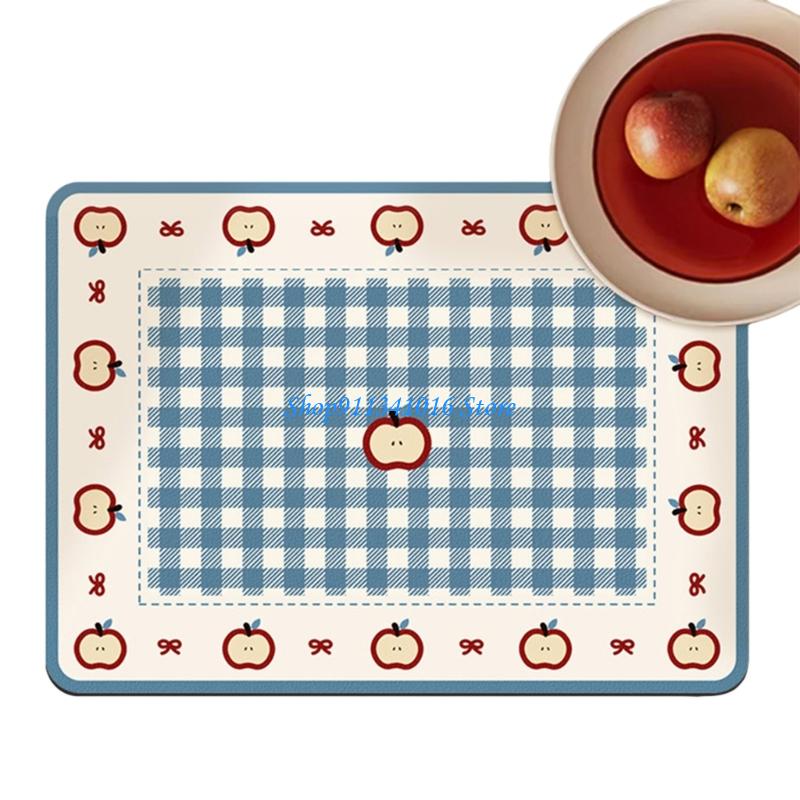 滑り止めキッチン乾燥マット高速吸収漫画パターン皿パッド家の装 - Kitchen Baking Counter のレビューと価格