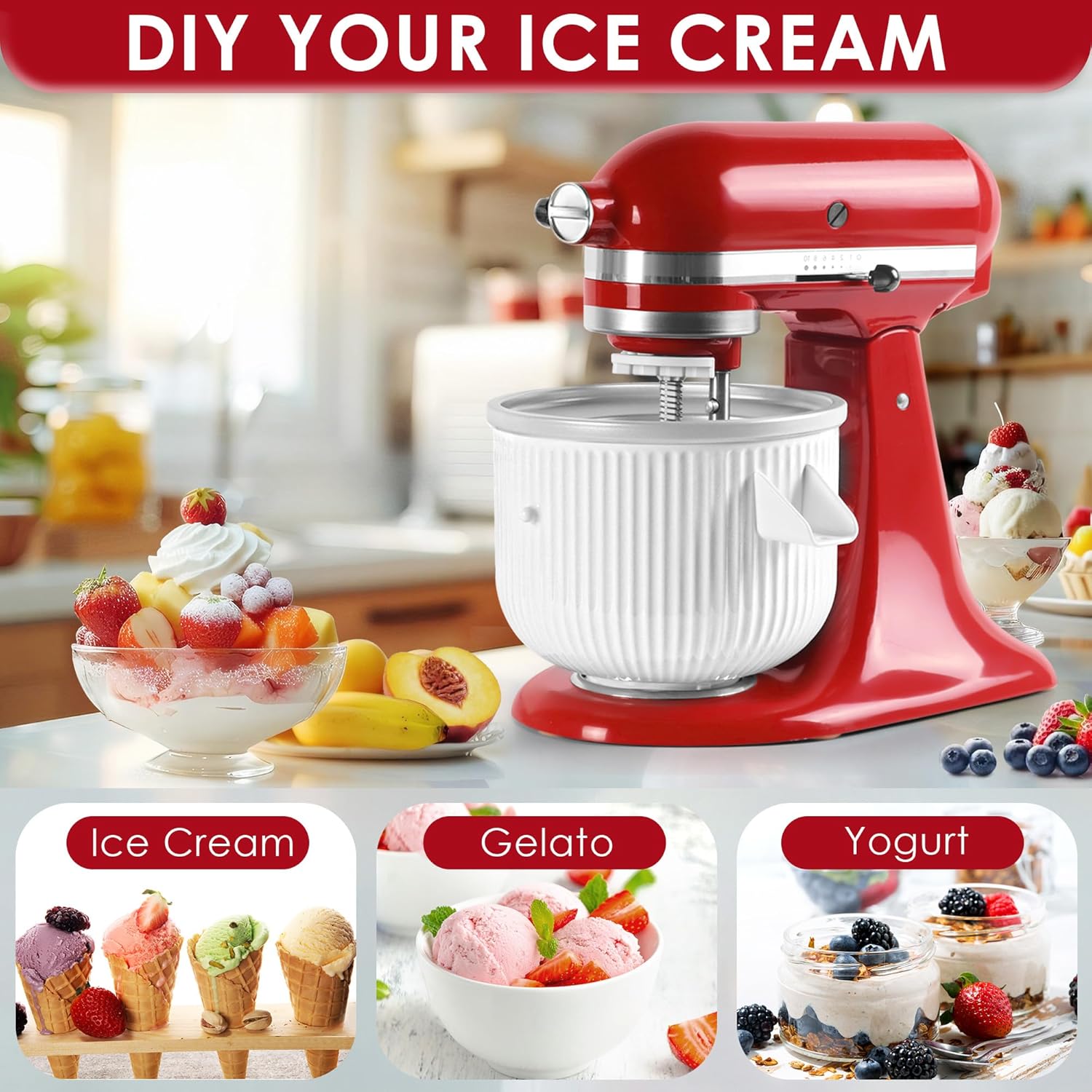 キッチンエイド スタンドミキサー用アイスクリームメーカーアタ - Kitchenaid Baking Set のレビューと価格