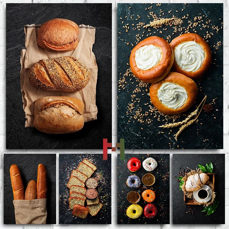 フードキッチン黒板パンデザートポスターキャンバスプリントベー - Kitchen Baking Wall Art のレビューと価格