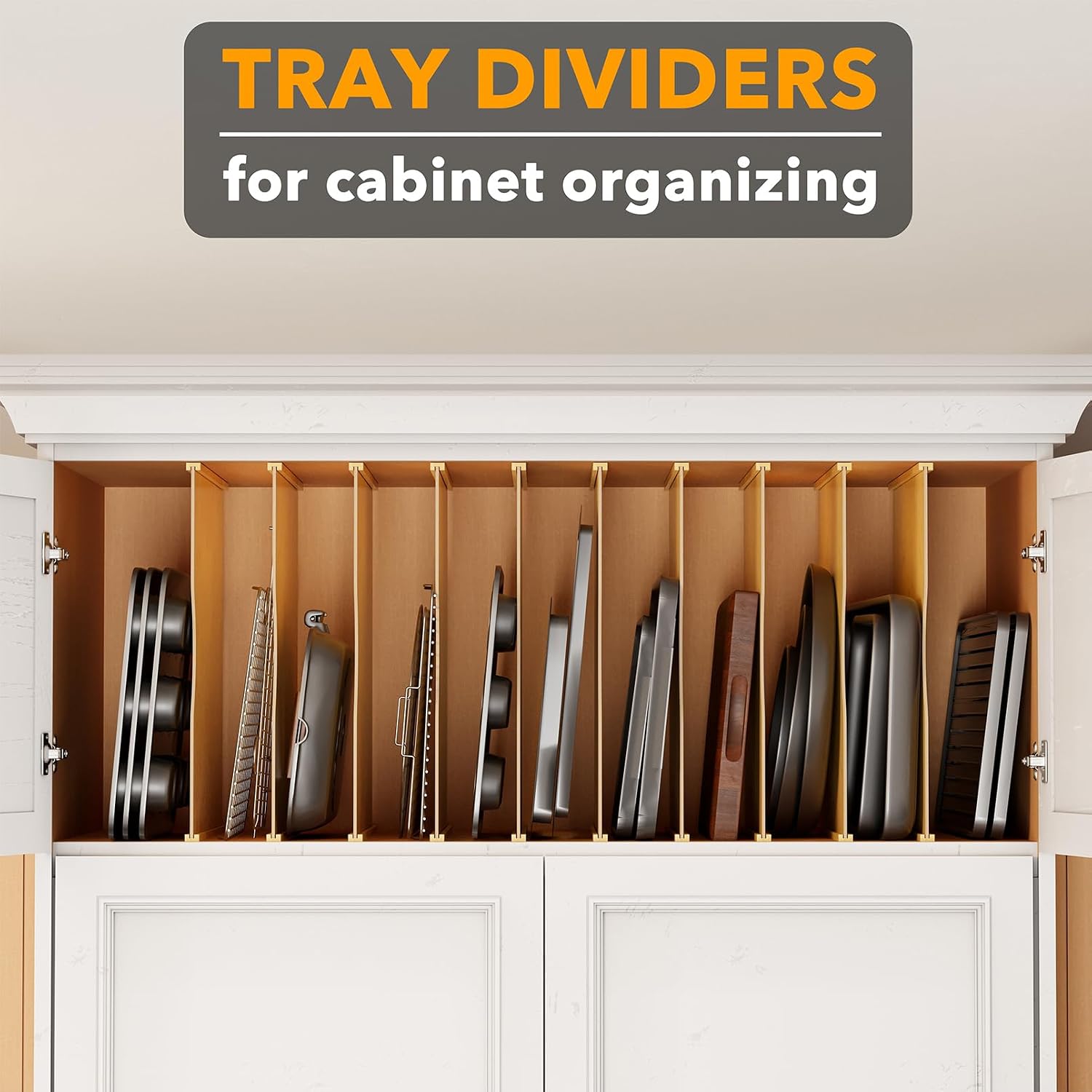 10個入り竹製トレイ仕切り板（キッチンキャビネット用）、縦型 - Kitchen Cabinet Baking Organizer のレビューと価格